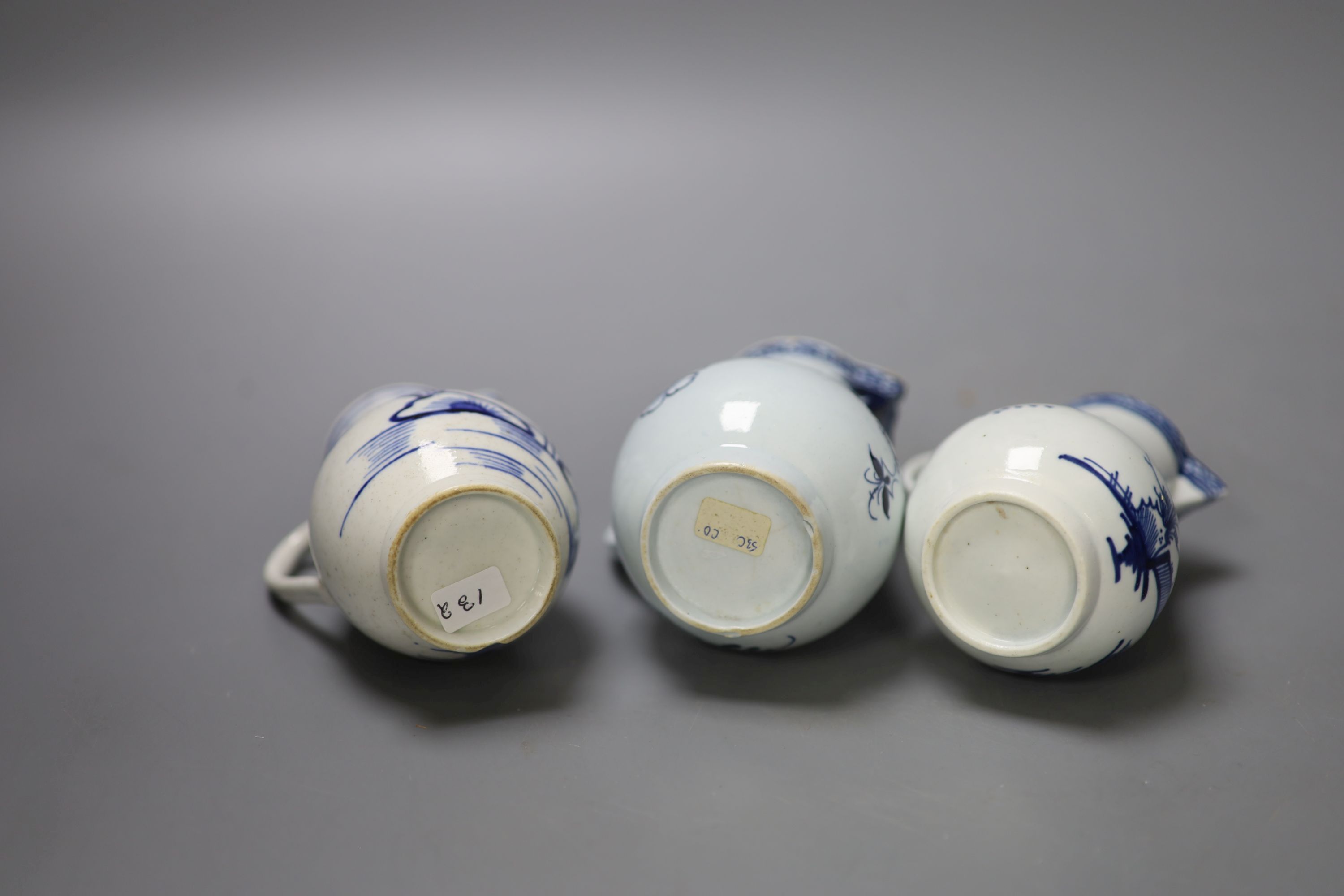 Three Liverpool sparrow beak jugs,